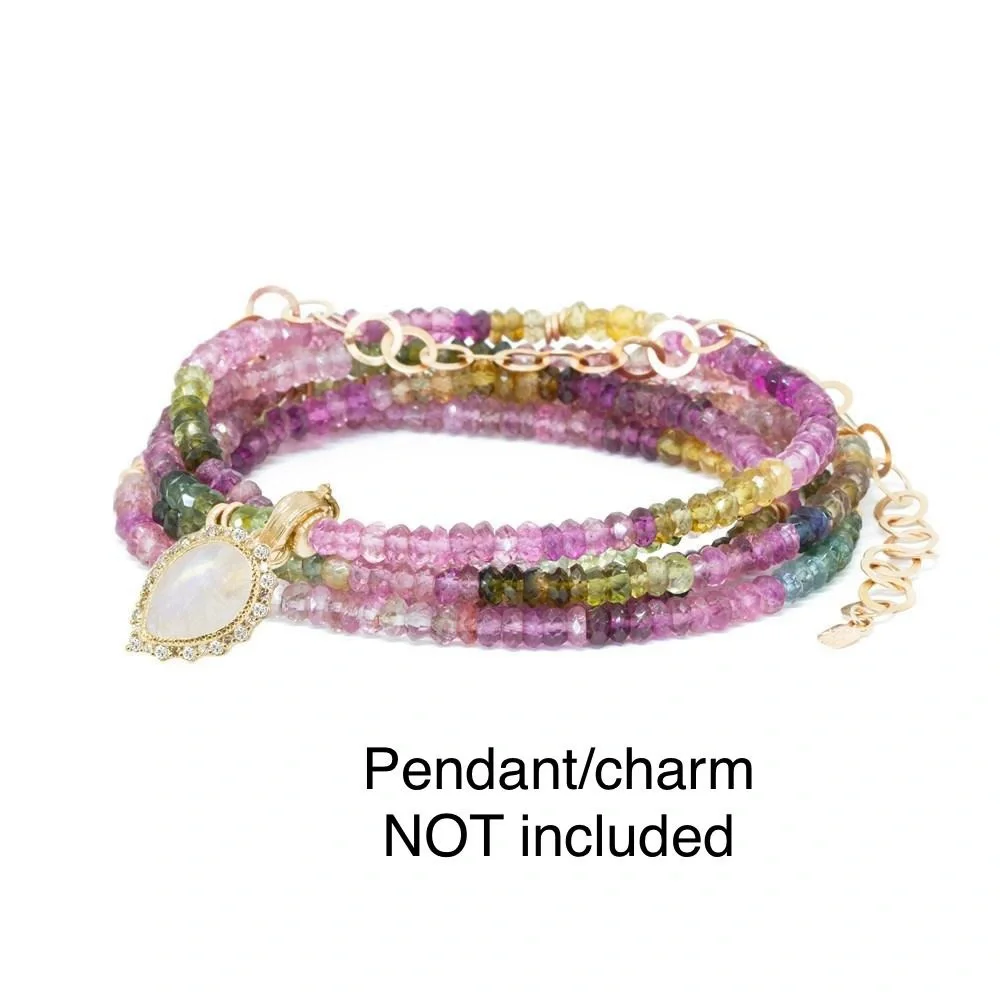 Wrap 18K Gold Necklette in genuine 3mm tourlamine